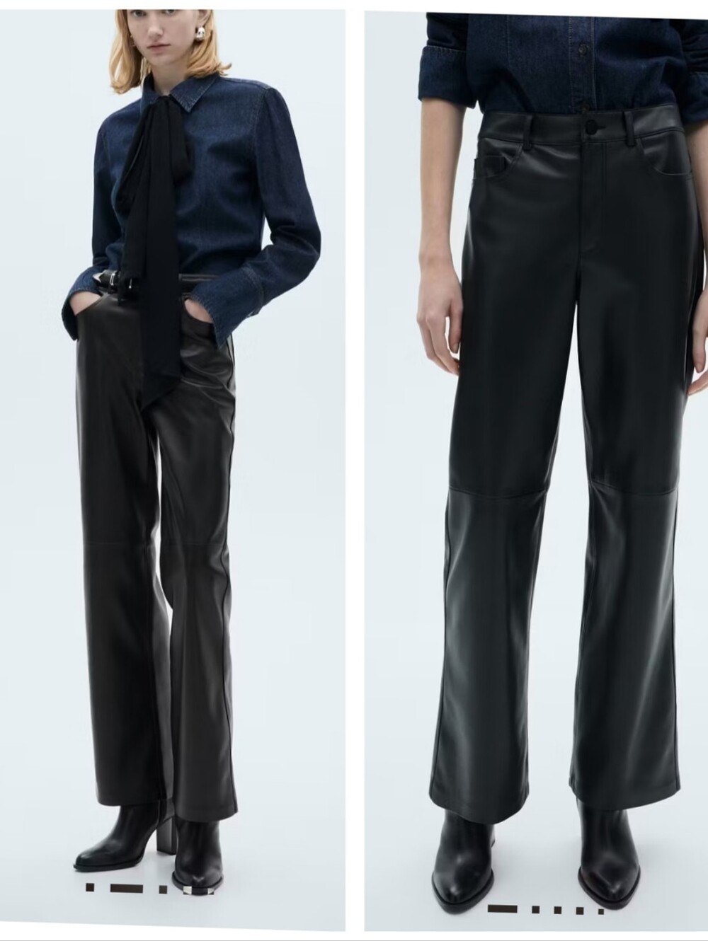 Mango Faux Leather Pants Straight Leg Blaxk Size 10
